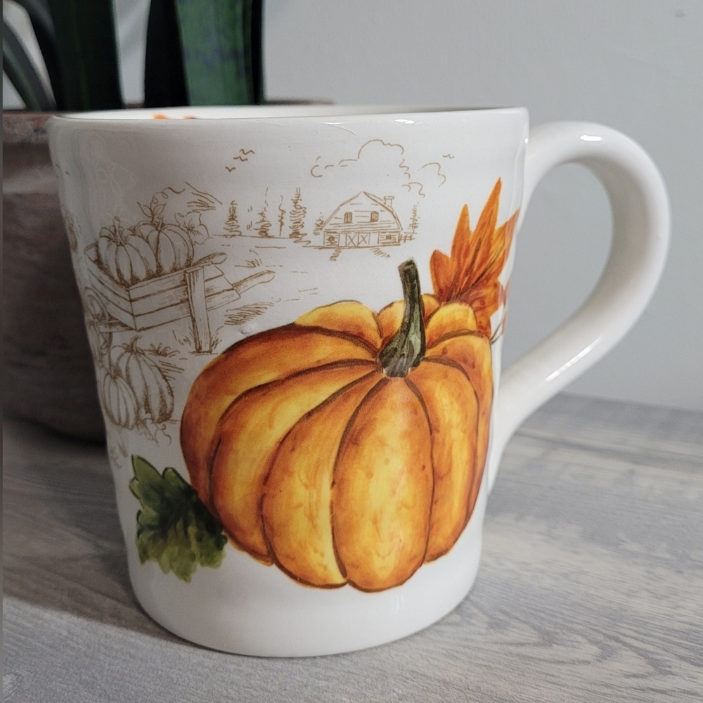 Maxcera Fall Pumpkin Patch Mug with Hand Painted Pumpkin Patch Cup
